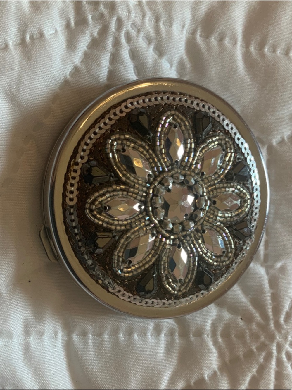 Brighton Silver Embellished Compact Mirror